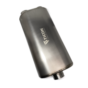 Ticon 116-07623-0120 Industries 17in Overall Length 3in Oval Titanium Muffler - 3in Center In/2.5in Dual Outlet