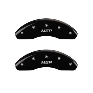 MGP 31001FMGPBK Front set 2 Caliper Covers Engraved Front  Black finish silver ch
