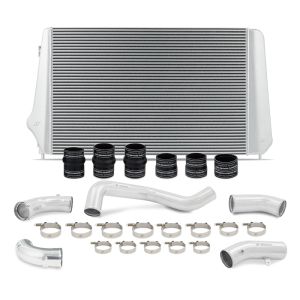 Mishimoto MMINT-DMAX-17KSLP 17-19 GM L5P Duramax Intercooler Kit - Silver w/ Polished Pipes