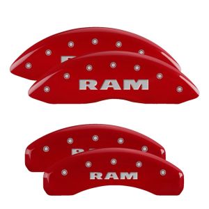 MGP 55001SRAMRD 4 Caliper Covers Engraved Front & Rear RAM Red finish silver ch