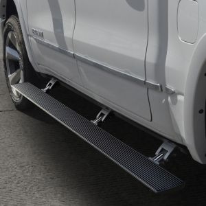 Go Rhino 20436680T 19-24 Ram 1500 Quad Cab 4dr E1 Electric Running Board Kit (No Drill) - Bedliner Coating