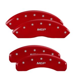 MGP 15206SMGPRD 4 Caliper Covers Engraved Front & Rear  Red finish silver ch