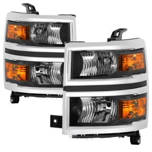 SPYDER 9042447 xTune 14-15 Chevy Silverado 1500 (New Body) OEM Style Headlights w/Trim - Blk (HD-JH-CS14-CC-BK)