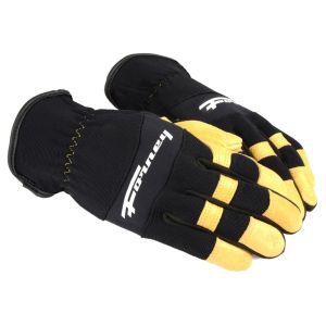 Forney 53091 Pigskin Leather Driver Premium Stretchable Men's Gloves, Large, Black/Gold