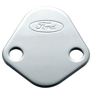 Ford Racing 302-290 Ford Logo Fuel Pump Blockoff Plate: Chrome