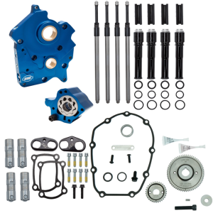 S&S Cycle 310-1260 2017+ M8 Water Cooled Models Gear Drive Cam Chest Kit w/o Cam - Black Pushrod Tubes