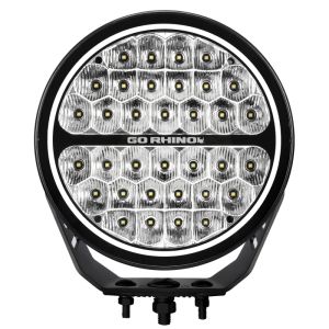 Go Rhino 751700911DRS Xplor Blackout Series Round LED Sgl Driving Kit w/DRL (Surface/Thread Stud Mnt) 9in. - Blk