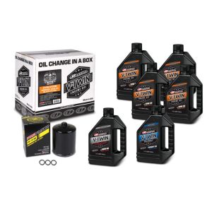 Maxima 90-069016PB V-Twin Oil Change Kit Mineral w/Black Filter Evolution