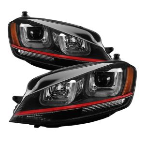 SPYDER 5080592 Projector Headlights - DRL LED - Red Stripe - Black