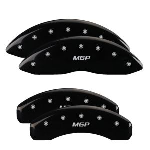 MGP 17123SMGPBK 4 Caliper Covers Engraved Front & Rear  Black finish silver ch
