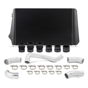 Mishimoto MMINT-DMAX-17KBKP 17-19 GM L5P Duramax Intercooler Kit - Black w/ Polished Pipes