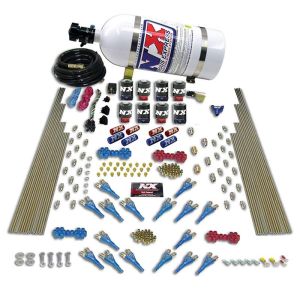Nitrous Express 90008-15 SHARK DUAL STG /GAS 16 NZLS (200-1200HP) 8 SOLENOIDS WITH 15LB BOTTLE