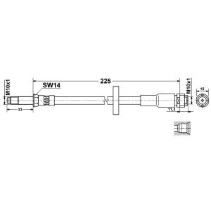 ATE 330454 ATE Original Rear Brake Hydraulic Hose for Porsche 330454