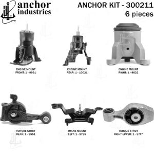 ANCHOR MOUNTS 300211 ENGINE MNT KIT