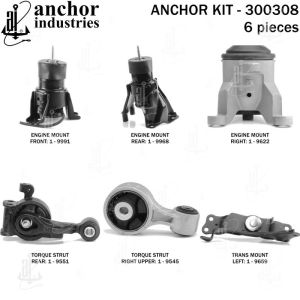 ANCHOR MOUNTS 300308 ENGINE MNT KIT