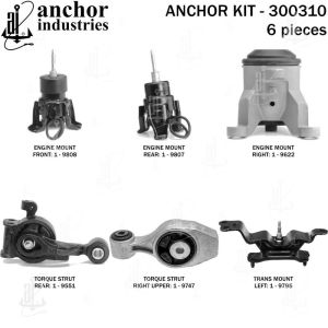 ANCHOR MOUNTS 300310 ENGINE MNT KIT