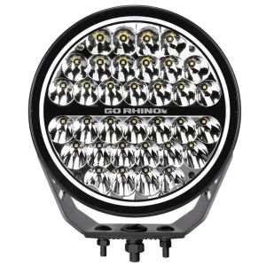 Go Rhino 751700911SRS Xplor Blackout Series Round Single LED Spot Light Kit w/DRL (Surface Mount) 9in. - Blk