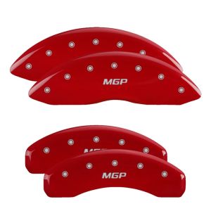 MGP 36014SMGPRD 4 Caliper Covers Engraved Front & Rear  Red finish silver ch