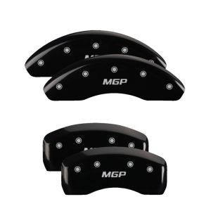 MGP 16226SMGPBK 4 Caliper Covers Engraved Front & Rear  Black finish silver ch