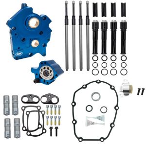 S&S Cycle 310-1262 2017+ M8 Oil Cooled Models Cam Chest Kit w/o Cam - Black Pushrod Tubes & Chain Tensioner