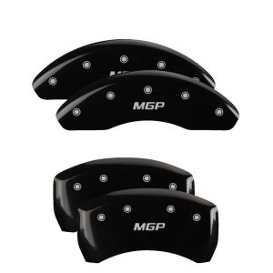 MGP 23202SMGPBK 4 Caliper Covers Engraved Front & Rear  Black finish silver ch