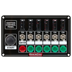 QUICKCAR RACING PRODUCTS QRP50-864 Ignition Panel Blk Fused w/Start But. & Lights