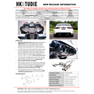 HKS HKSTUDIE-EX001 TUDIE EXHAUST for BMW G80/G82 Comp