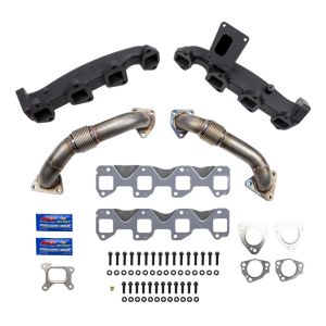 Wehrli WCF100226 17-24 Chevrolet Duramax Billet Exhaust Manifold & Stainless Up Pipe Kit w/ Gaskets & Hardware