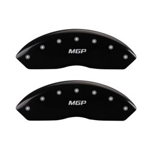 MGP 16232FMGPBK Front set 2 Caliper Covers Engraved Front  Black finish silver ch