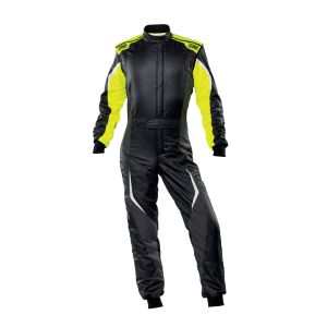 OMP RACING, INC. OMPIA01859-B01-SF-178-58 TECNICA EVO SUIT BLACK/Y ELLOW SIZE 58 FIA 8856-2