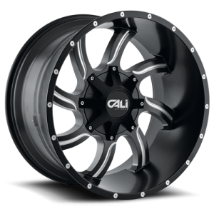 Cast Aluminum Wheels Twisted 9102 SB 22x12 Milled Spokes Satin Black 8 On 165.1/8 On170 Bolt Pattern -44 Offset Cali Offroad Wheels