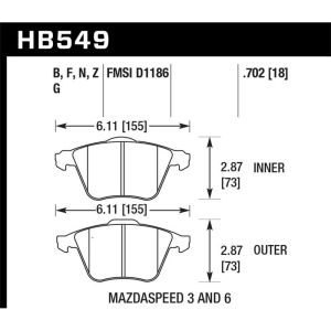 Hawk Performance HB549G.702 DTC-60 Disc Brake Pad