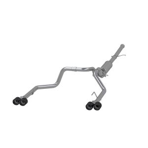 MBRP Exhaust S50053CF 3in. Cat-Back; 2.5in. Dual Split Rear; T304; Quad CF Tips