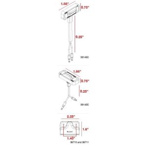 TRUCK-LITE 36710 36 Series, 1"x2", Rectangular, Gray, ABS, 2 Screw Bracket Mount